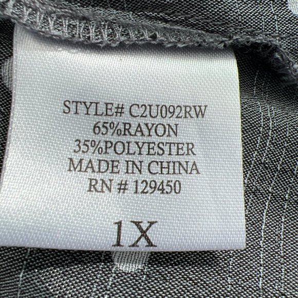 Fred David Ruffle Sleeve Polka Dot Rayon Blend Blouse Top Gray & White Plus 1X - Picture 6 of 9